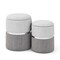 Set of 2 Stackable Velvet/Linen Storage Ottomans with Reversible Tabletop Lid